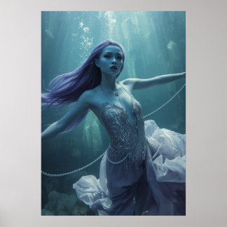 Underwater Crystal Alien Woman – Fantasy Poster