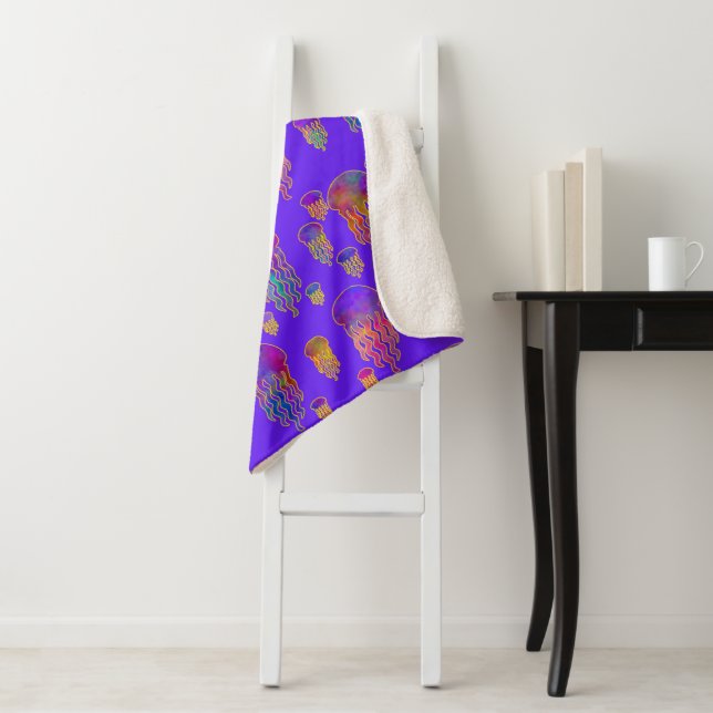 Underwater Dancing Rainbows Deep Sherpa Blanket (In Situ)