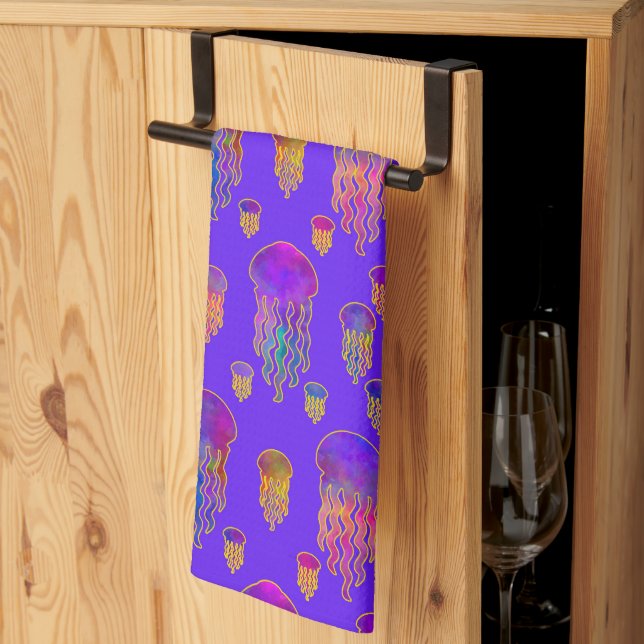 Underwater Dancing Rainbows Deep Tea Towel (Thirds Fold)