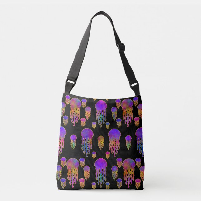 Underwater Dancing Rainbows Jet Crossbody Bag (Front)