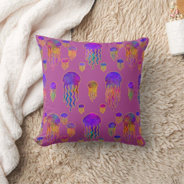Underwater Dancing Rainbows Mauve Cushion (Blanket)