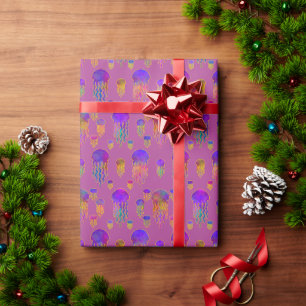 Underwater Dancing Rainbows Mauve Wrapping Paper