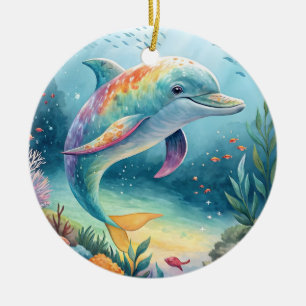 Underwater Dolphin Ceramic Ornament
