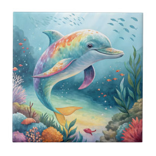 Underwater Dolphin Ceramic Tile