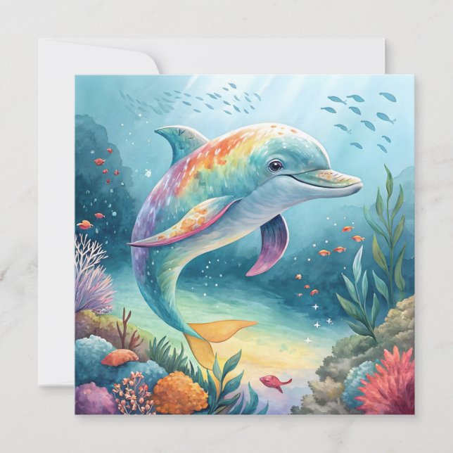 Underwater Dolphin Invitation (Front)