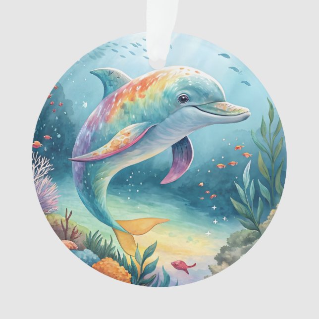 Underwater Dolphin Ornament (Front)