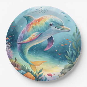 Underwater Dolphin Paper Plate