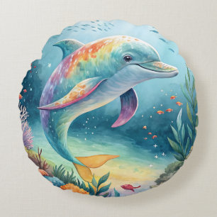 Underwater Dolphin Round Cushion