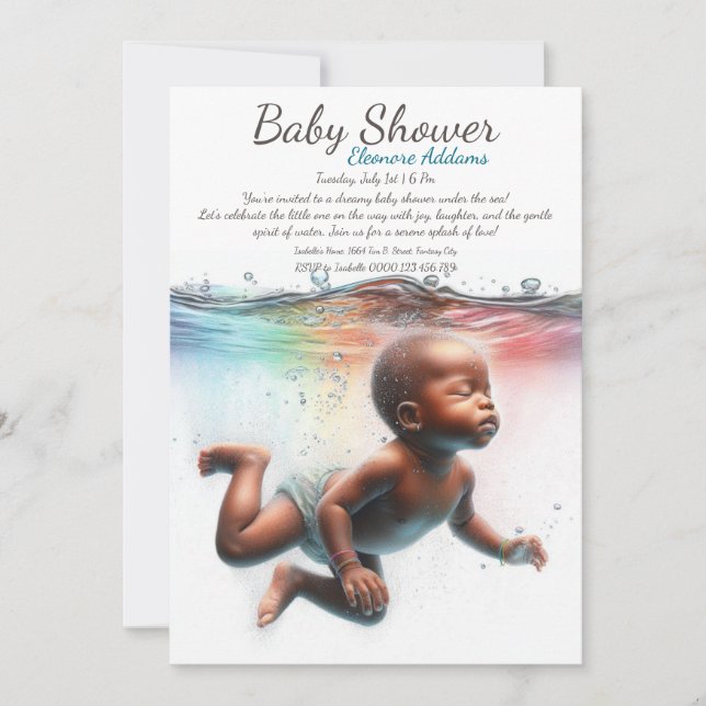 Underwater Dreams Watercolor Baby Shower Invitation (Front)