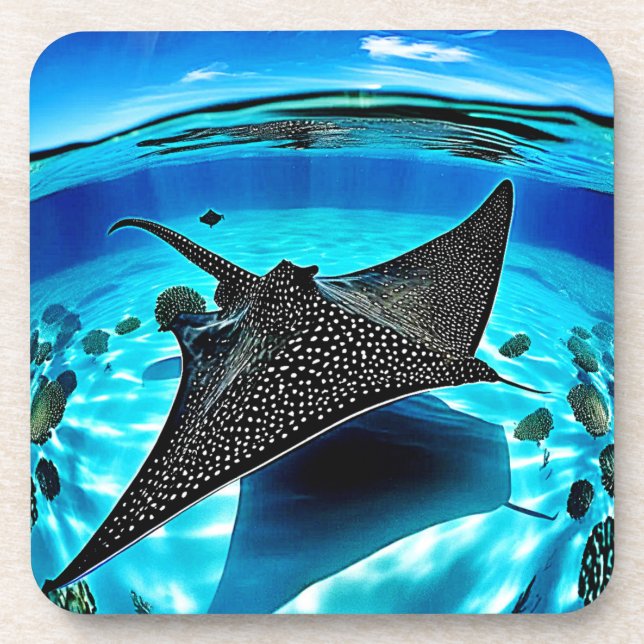 Underwater Eagle Ray Design Coaster (Front)