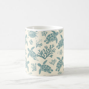 Underwater Elegance: Blue Coral Design Coffee Mug