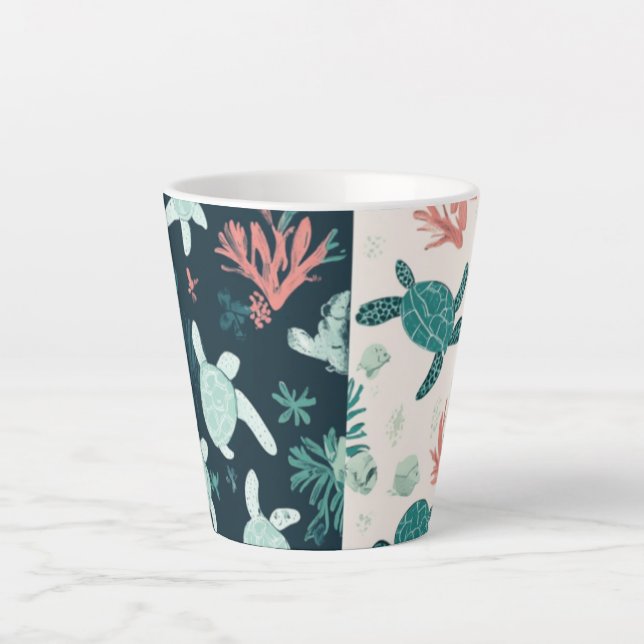 Underwater Escape – Sea Turtle Art  Latte Mug (Front)