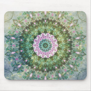 Underwater Fantasy Kaleidoscope, Lilac and Green Mouse Pad