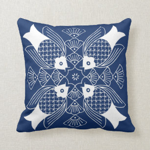 Underwater Fish Design with Blue Background Cushion