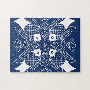 Underwater Fish Design with Blue Background Jigsaw Puzzle