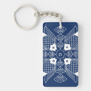 Underwater Fish Design with Blue Background Key Ring