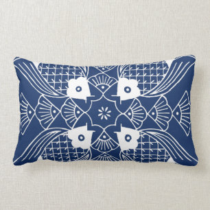 Underwater Fish Design with Blue Background Lumbar Cushion