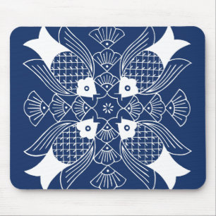 Underwater Fish Design with Blue Background Mouse Pad