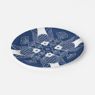 Underwater Fish Design with Blue Background Paper Plate