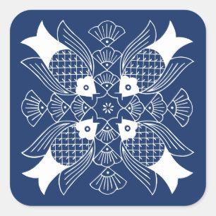 Underwater Fish Design with Blue Background Square Sticker