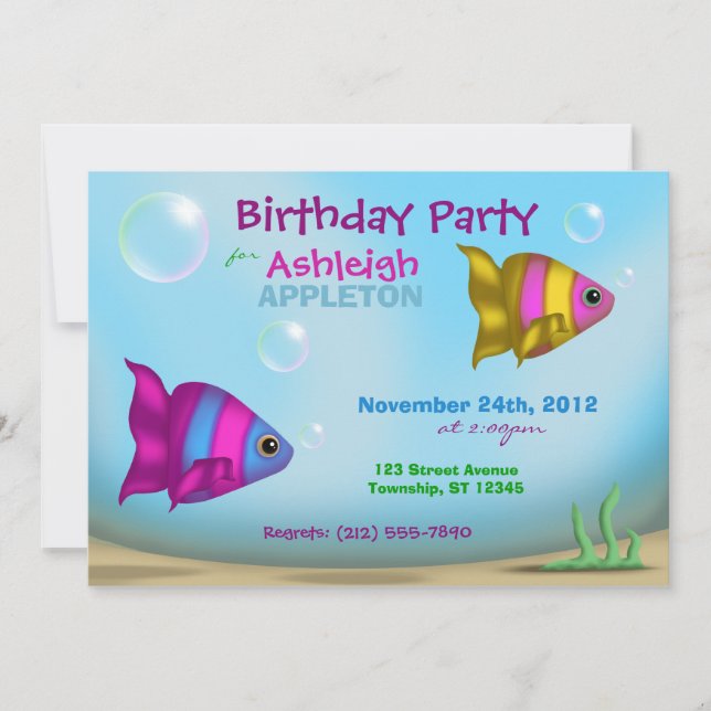 Underwater Fish - Kids Birthday Party Invitations (Front)