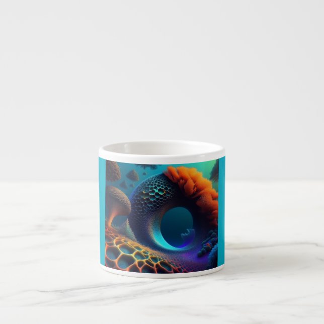 Underwater Fractal Landscape Espresso Cup (Front)
