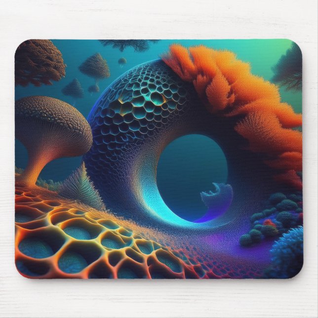 Underwater Fractal Landscape Mouse Pad (Front)