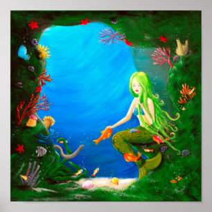 Underwater Friends   Little Mermaid Nursery Poster