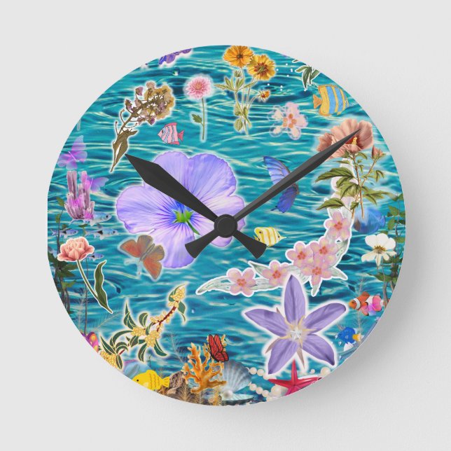 Underwater Garden Round Clock (Front)