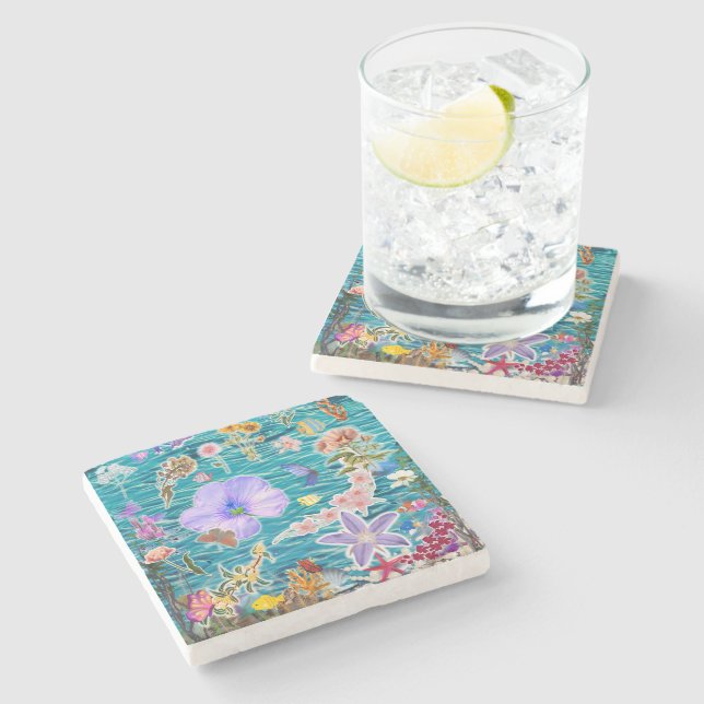 Underwater Garden Stone Coaster (Side)