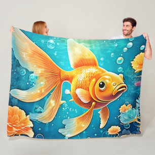 Underwater Goldfish Art Fleece Blanket