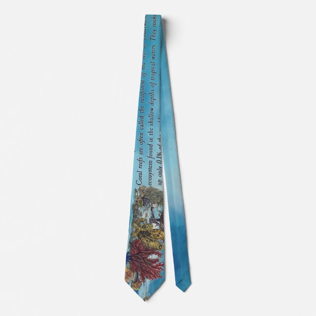 Underwater Hand-Painted Coral reef Tie (Front)