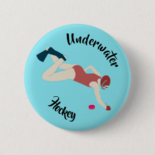 Underwater Hockey 6 Cm Round Badge