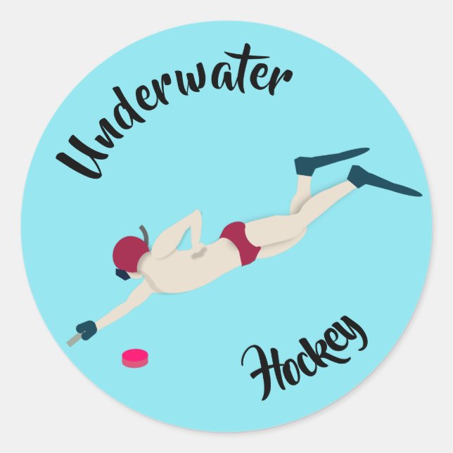 Underwater Hockey Classic Round Sticker (Front)