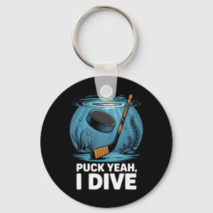 Underwater Hockey Player Puck Yeah Dive Sport Aqua Key Ring