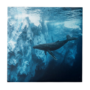 Underwater iceberg and a Humpback Whale Ceramic Tile