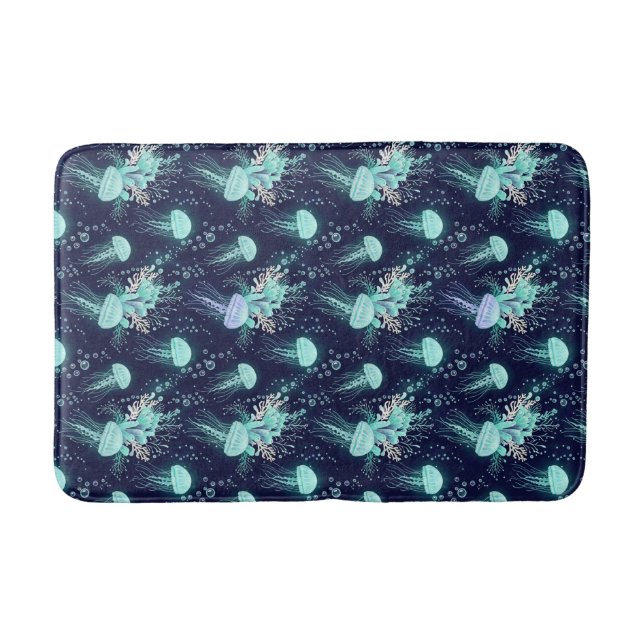 Underwater Jellyfish Pattern Bath Mat (Front)