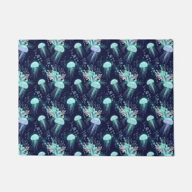 Underwater Jellyfish Pattern Doormat (Front)