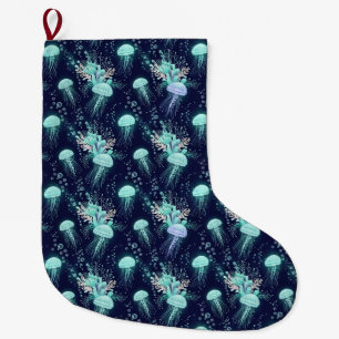 Underwater Jellyfish Pattern Large Christmas Stocking