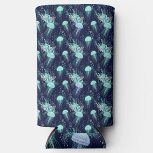 Underwater Jellyfish Pattern Seltzer Can Cooler
