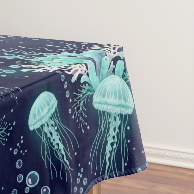 Underwater Jellyfish Pattern Tablecloth (In Situ)