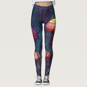 Underwater jellyfish watercolor  leggings