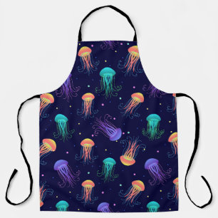 Underwater jellyfish world: bright pattern. apron