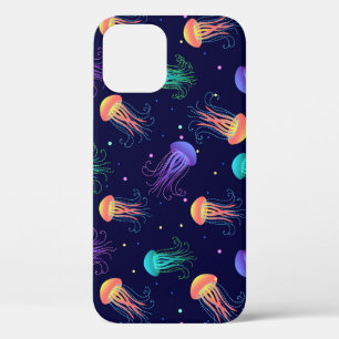 Underwater jellyfish world: bright pattern. iPhone 12 case