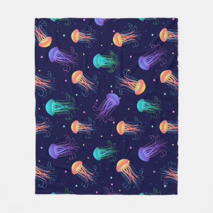 Underwater jellyfish world: bright pattern. fleece blanket