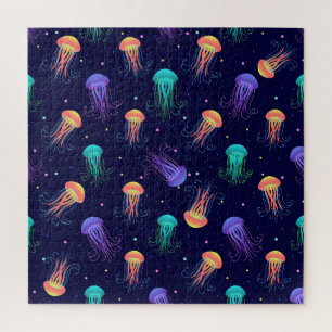 Underwater jellyfish world: bright pattern. jigsaw puzzle