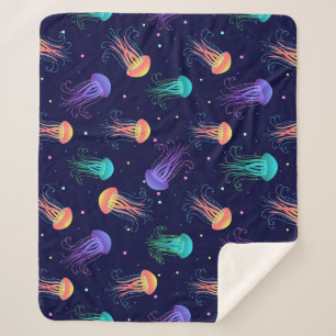 Underwater jellyfish world: bright pattern. sherpa blanket