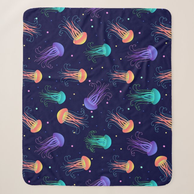Underwater jellyfish world: bright pattern. sherpa blanket (Front)