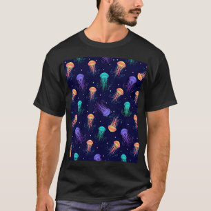 Underwater jellyfish world: bright pattern. T-Shirt