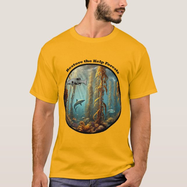 Underwater Kelp Forest with Fish and Lobster URM T-Shirt (Front)